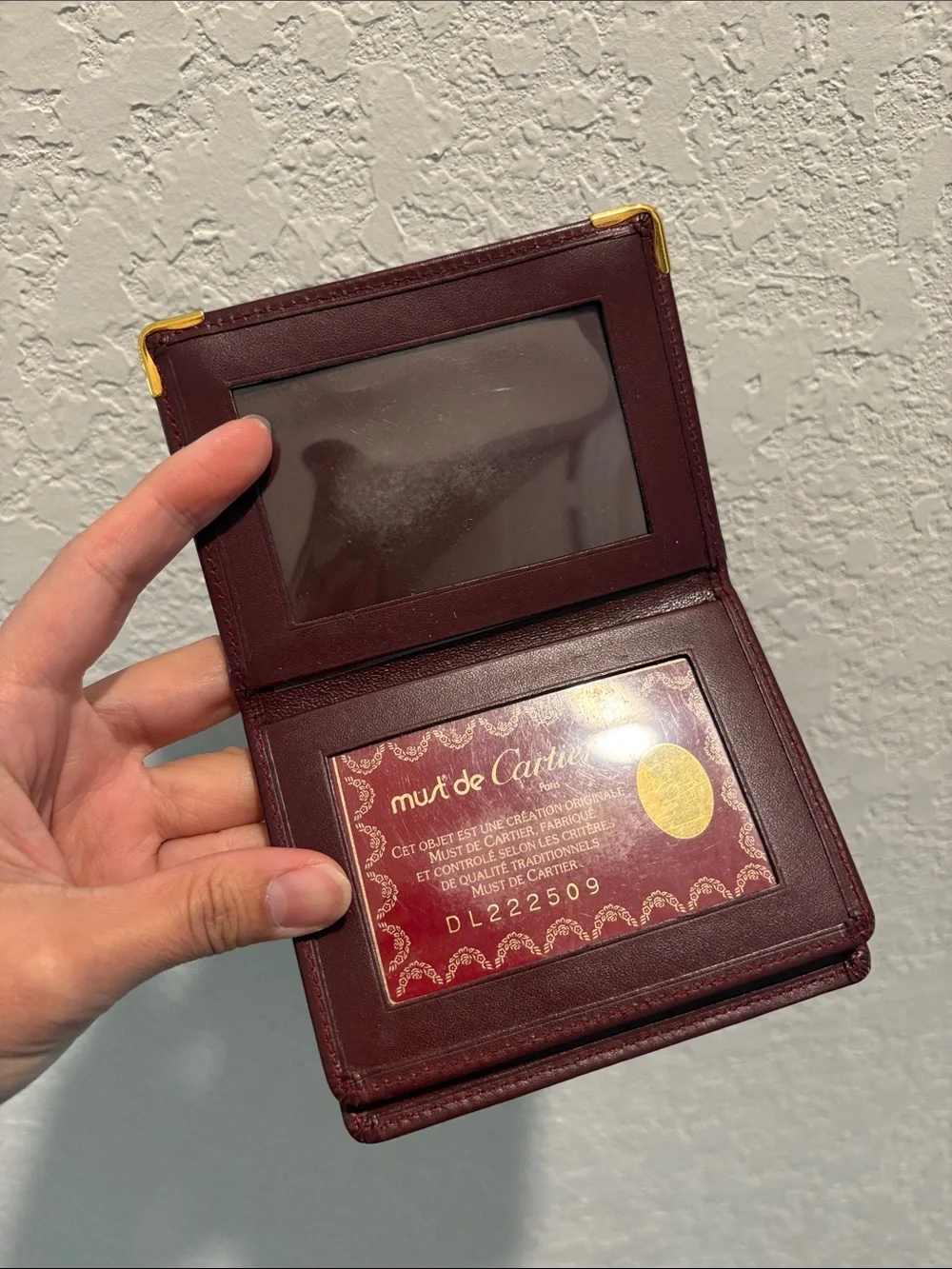 Cartier Unisex Bifold Short Wallet Card Holder Bordeaux Leather